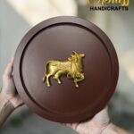 set of 9, wooden frames with brass motifs