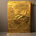 Brass Wall Mural based on Vrindavan theme, Krishna theme wall mural for home, office & puja room decor