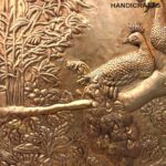 Brass Wall Mural based on Vrindavan theme, Krishna theme wall mural for home, office & puja room decor