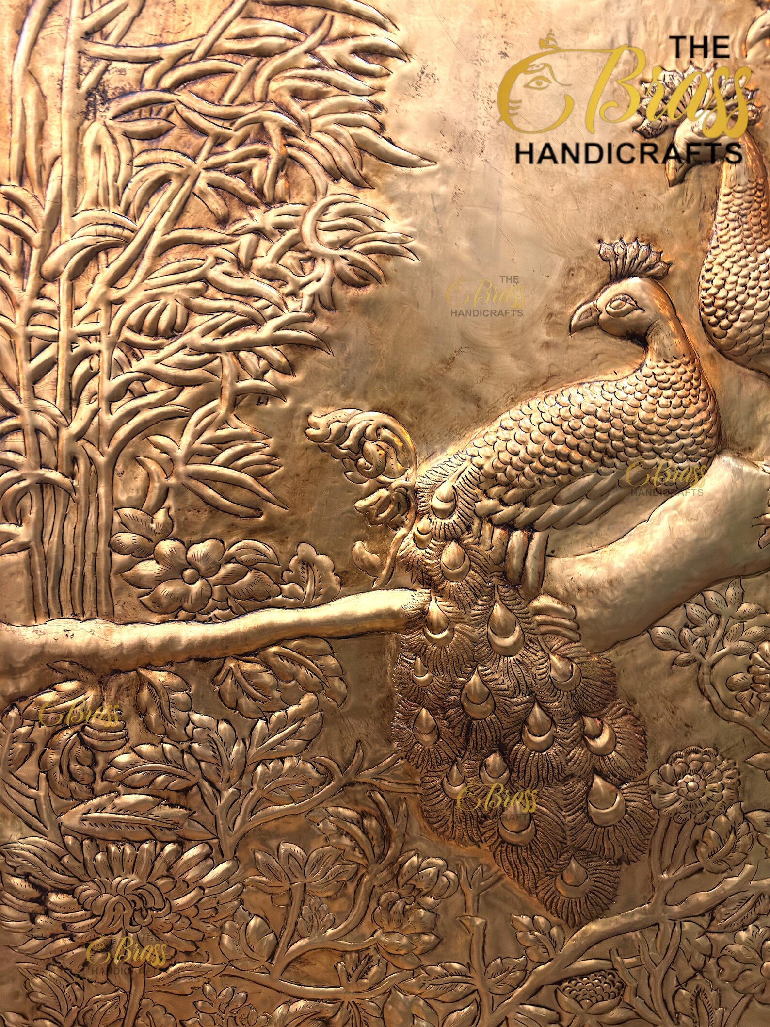 Brass Wall Mural based on Vrindavan theme, Krishna theme wall mural for home, office & puja room decor