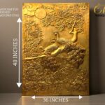 Brass Wall Mural based on Vrindavan theme, Krishna theme wall mural for home, office & puja room decor