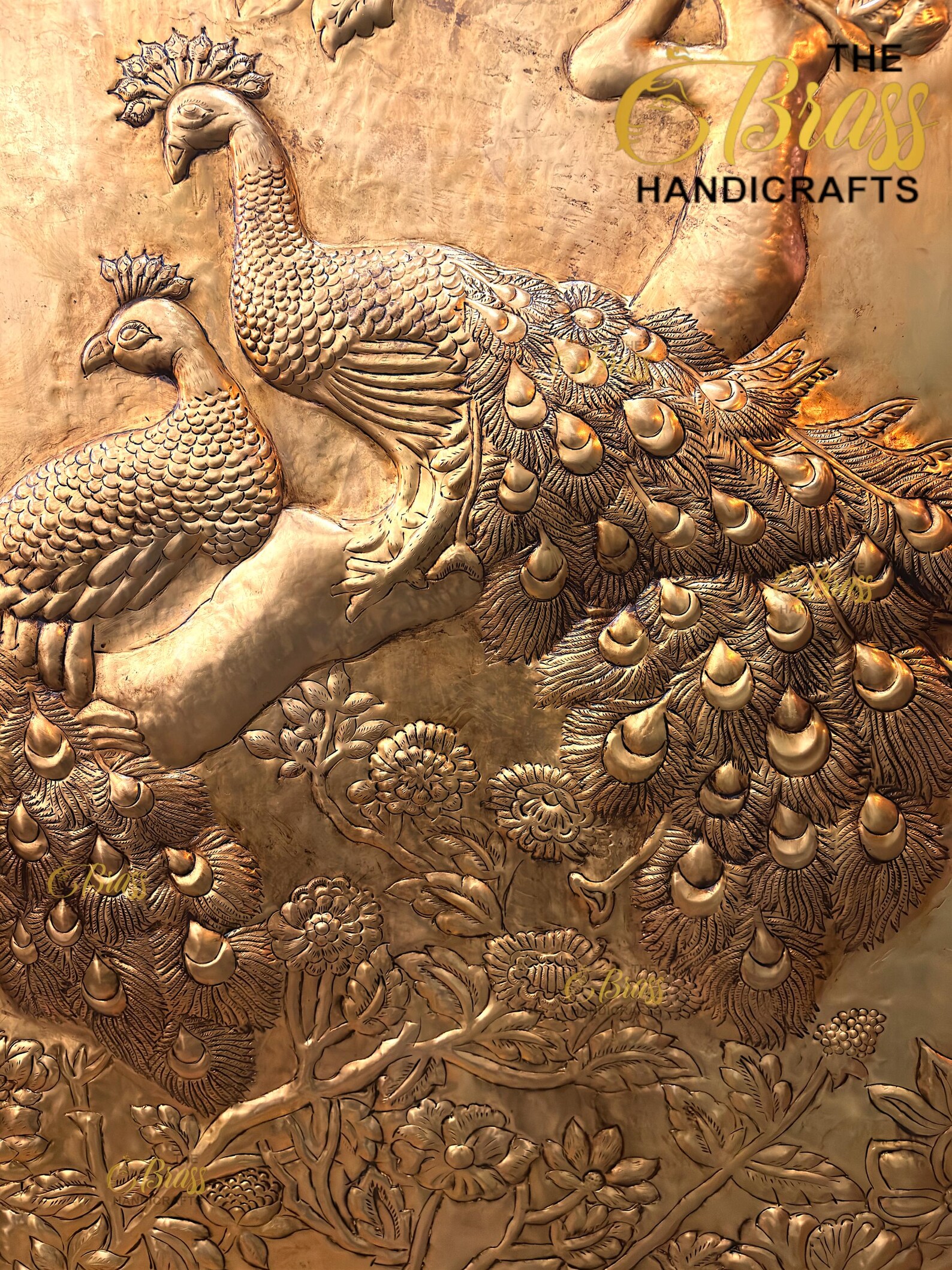 Brass Wall Mural based on Vrindavan theme, Krishna theme wall mural for home, office & puja room decor