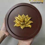 set of 9, wooden frames with brass motifs