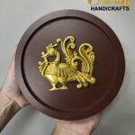 set of 9, wooden frames with brass motifs