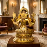 il_1588xN7607204838_bnhy - thebrasshandicrafts.com Gold deity statue with multiple arms on a carved pedestal in a lavish antique-filled room with mirrors and chandeliers. thebrasshandicrafts.com