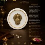 Samudra Manthan 8 - thebrasshandicrafts.com Infographic of a brass Kalasha wall frame, 12 inches tall, with a decorative vessel and gold text on a dark background (product brochure). thebrasshandicrafts.com