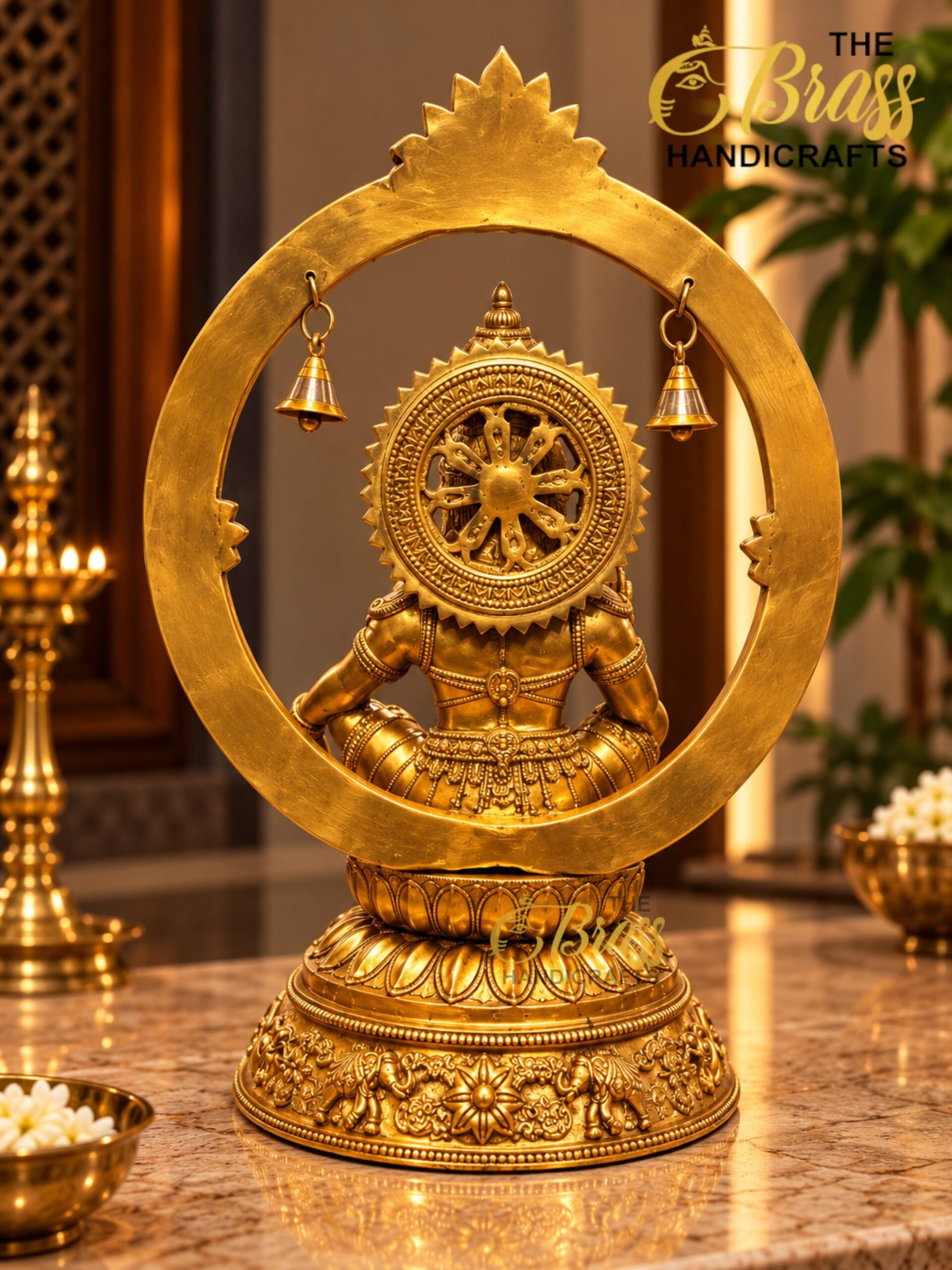Golden Deity Statue with Halo Bells - thebrasshandicrafts.com thebrasshandicrafts.com