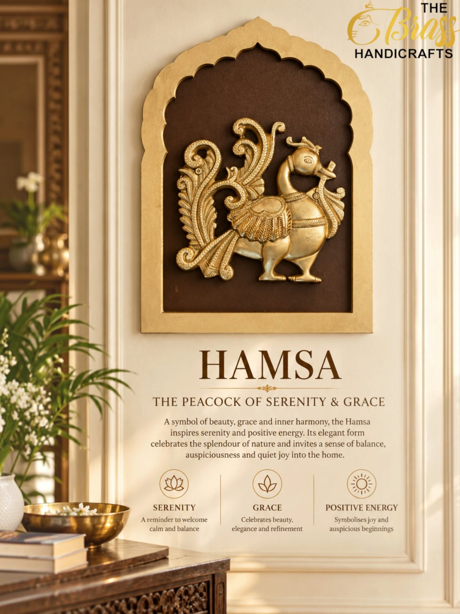 Hamsa Peacock Serenity Poster - thebrasshandicrafts.com thebrasshandicrafts.com