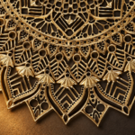 e872916b-74a8-459b-8c77-acf2adf852e0 - thebrasshandicrafts.com Close-up of an intricate gold mandala with detailed cutouts against a dark background (decorative ornament). thebrasshandicrafts.com